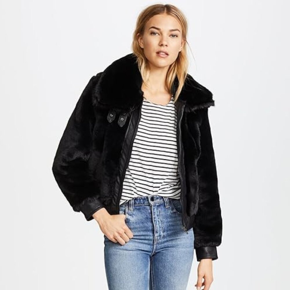 BLANK NYC Black Faux Fur Coat